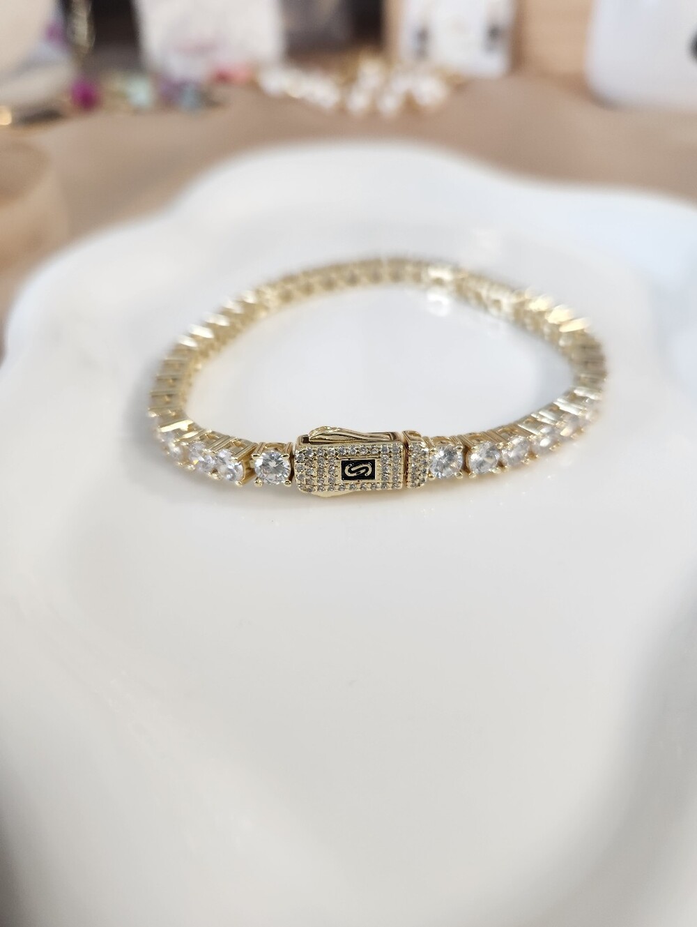 18k Gold Plated monaco tennis Bracelet